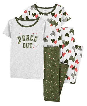 Carter's 4-Piece Peace Out Hearts 100% Snug Fit Cotton PJs - Multicolour