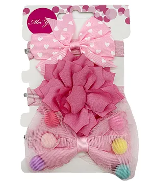 SYGA Baby Headband Elastic Bow Crown Flower Pack of 3 - Pink