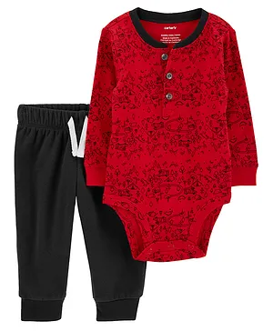 Carter's Baby 2 Piece Henley Onesie with Pant Set - Red