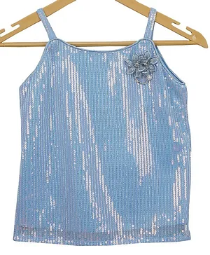 Tiny Girl Sleeveless Strappy Sequin Detailed Top - Blue