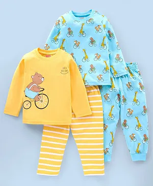 Babyhug Full Sleeves Night Suit Pack of 2 Animal Print - Multicolour