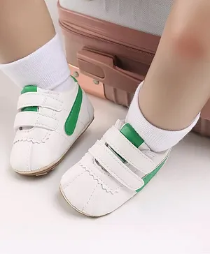 Little Hip Boutique Anti Skid Double Velcro Closure Booties - White & Green