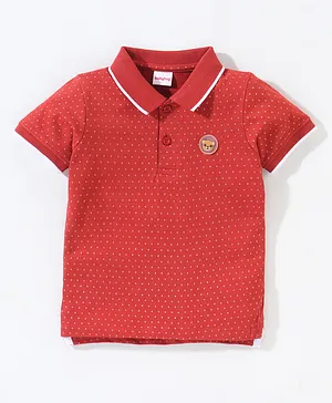 Babyhug Cotton Half Sleeves Polo T-Shirt Printed With Graphic - Maroon