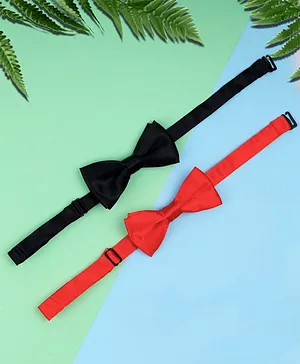 Bhoomi Collection Set Of 2 Bow Ties - Red & Black