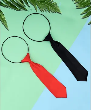 Bhoomi Collection Set Of 2 Solid Ties -  Red & Black