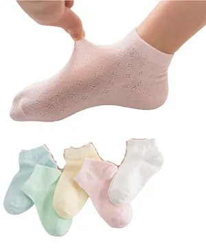MOMISY Cotton Ankle Socks 4Dots Design Pack Of 5 Pair - Multicolour
