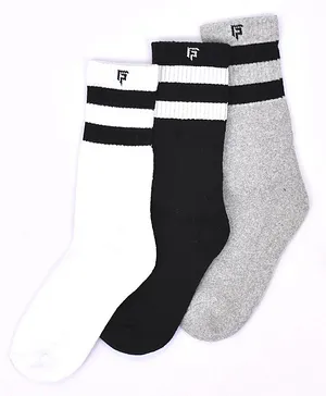 Footprints Organic Cotton & Bamboo Pack Of 3 Solid Socks - Black White & Grey