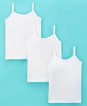 Bodycare Cotton Sleeveless  Solid Color Slips Pack of 3 - White