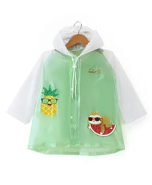 Babyhug Full Sleeve Calf Length Raincoat Fruit Print - Green