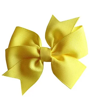 Akinos Kids Double Bow Flower Shape Applique Hair Clip - Yellow