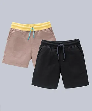 Kadam Baby Cotton Pack Of Two Solid Shorts - Brown & Black