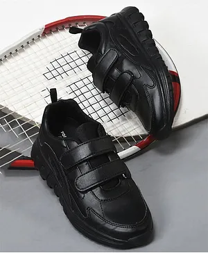 LIBERTY Patch Detailed Double Velcro Closure School Shoes - Black