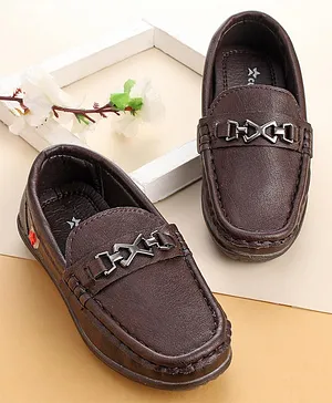 Cute Walk by Babyhug Slip On Formal & Partywear Shoes with Applique - Dark Brown