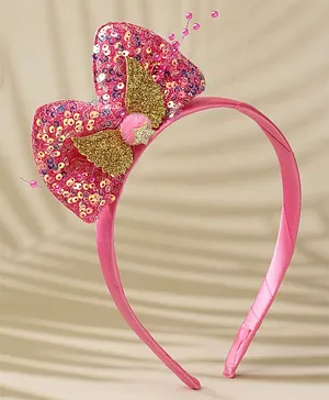 Stol'n Bow Sequinned Bow Hair Band - Dark Pink