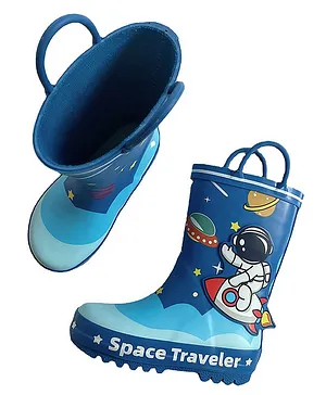 Little Surprise Box Space Traveller Printed Waterproof Flexible Gumboots - Blue