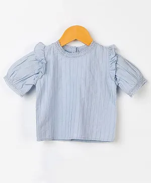Swoon Baby Vintage Ruffle Top For Girls -BABY BLUE