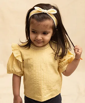 Swoon Baby Vintage Ruffle Top For Girls -YELLOW