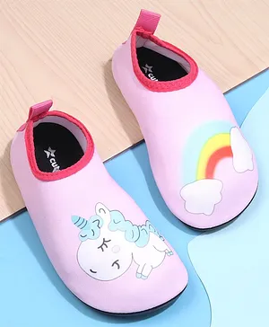 Cute Walk by Babyhug Unicorn Printed Slip On Water Shoes - Pink