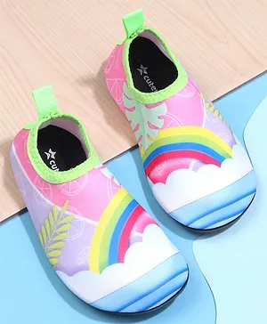 Cute Walk by Babyhug Rainbow Printed Slip On Water Shoes - Multicolour