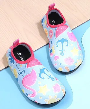 Cute Walk by Babyhug Flamingo Printed Slip On Water Shoes - Blue