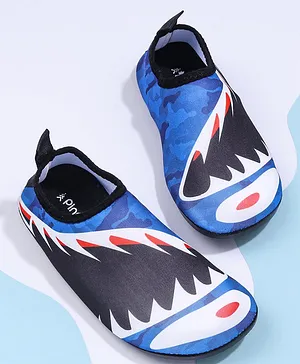 Pine Kids Shark Printed Slip On Water Shoes - Blue