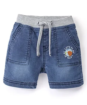 Babyhug Cotton Spandex Knee Length Stretchable Denim Shorts - Blue