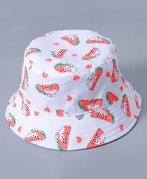 Babyhug Bucket Hat Watermelon Print - White
