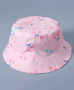 Babyhug Bucket Hat Cherry Print - Pink