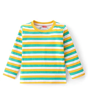 Babyhug Cotton Knit Full Sleeves Striped  T-Shirt- Multicolour
