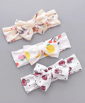 Babyhug Headbands with Bow Free Size Fruit Print Pack of 3 - Multicolor