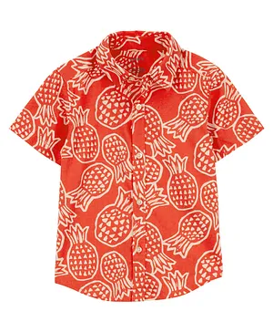 Carter's Cotton Blend Half Sleeves Pineapple Printed Shirt - Orange