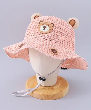 Kookie Kids Bucket Hat Bear Desing Pink - Diameter 18.5 cm