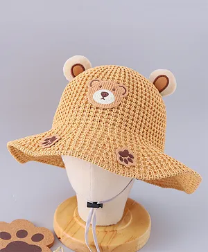 Kookie Kids Bucket Hat Bear Design Brown - Diameter 18 cm