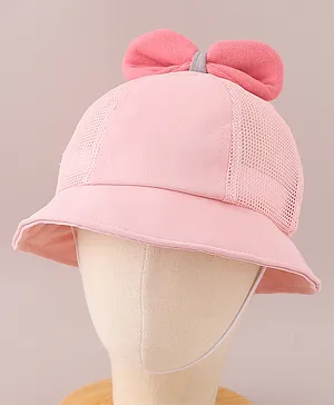 Kookie Kids Bucket Hat with Bow Applique Pink - Diameter 15 cm