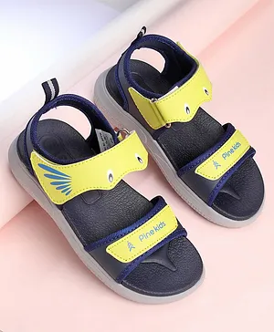 Pine Kids Sandals with Velcro Closure Fish Print - Black