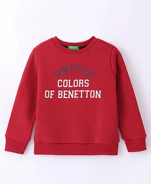UCB Full Sleeves Sweatshirt Text Print - Red