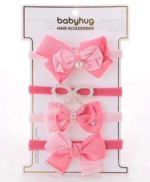 Babyhug Free Size Headbands Bow  Applique Pack of 4 - Multicolor