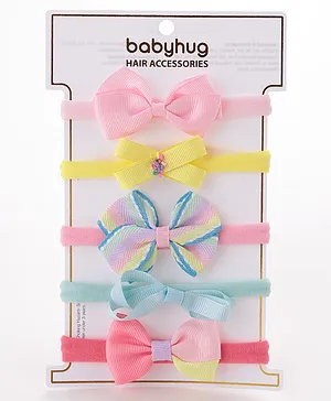 Babyhug Free Size Headbands Bow Applique Pack of 5 - Multicolor