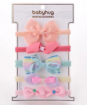 Babyhug Free Size Headbands Bow Applique Pack of 5 - Multicolor