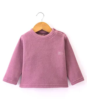 Kanvin Full Sleeves Antipilling Polar Fleece Winter Solid T-Shirt - Onion Pink