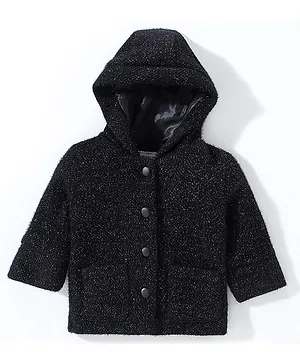 Babyhug Full Sleeves Hooded Jacket - Black