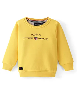 RUFF Warm Basic Brush Fleece Full Sleeves Sweatshirt Brooklyn Print - Yellow