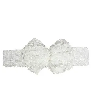 Akinos Kids Newborn Bowknot Flower Pearl Elastic Soft headband - White