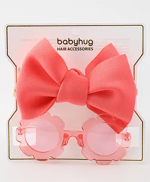 Babyhug Free Size Bow Headband with Sunglasses - Dark Pink