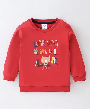 Simply Sinker Full Sleeves T-Shirt Bear Printed - Red