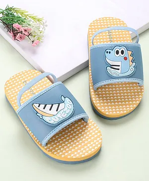 Babyoye Slip On Flip Flops with Croc Applique & Backstrap - Yellow