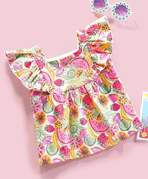Babyhug 100% Cotton Knit Half Sleeves Top Fruits Print - Multicolor