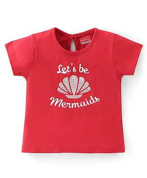 Babyhug Cotton Knit Half Sleeves Sea Shell Printed T-Shirt - Red