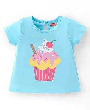 Babyhug Cotton Knit Half Sleeves Ice Cream Print T-Shirt - Light Blue
