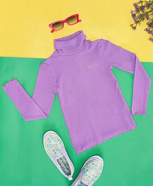 Pantaloons Junior Full Sleeves Dragonfly Stone Embellished Tee - Lavender